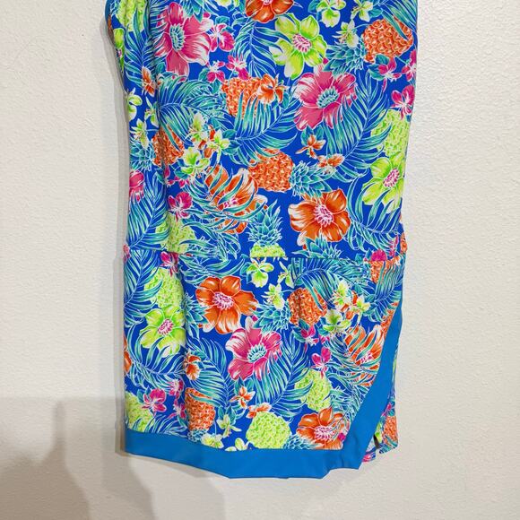 Into the Bleu by Amerex Blue Floral One Piece Swimsuit Dress Sz 10 NWT - Picture 3 of 11
